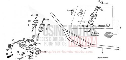 TUYAU DE GUIDON/PONT SUPERIEUR NX650N de 1992